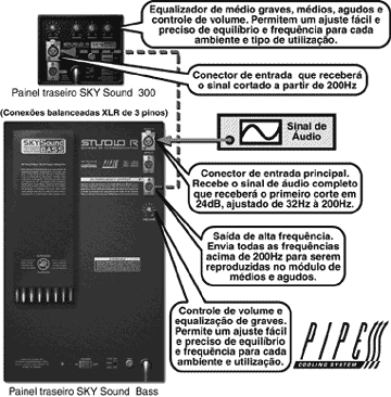 Exemplo de ligao entre uma SKY Sound BASS e uma SKY Sound 300